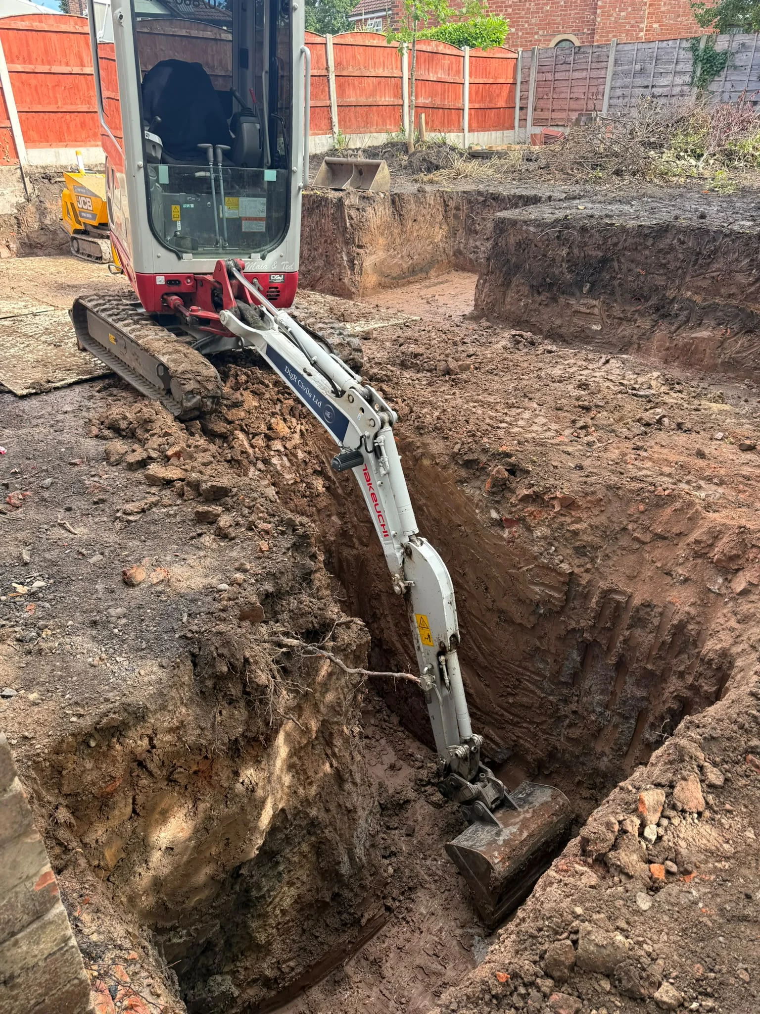 Excavation for two metre deep foundations