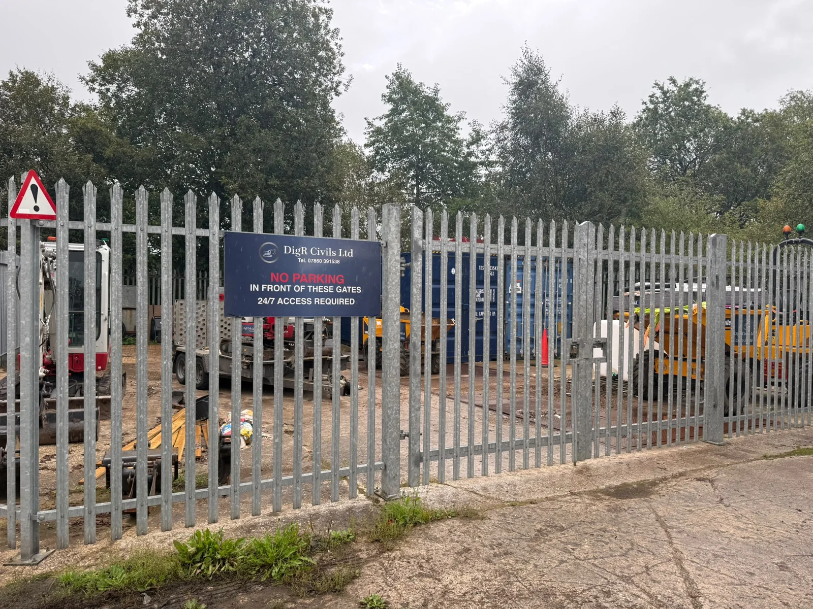 DigR Civils machinery yard viewed through the front gates